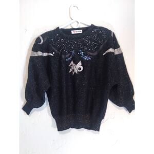 Ying Ho Hong Black And Glitter Sweater
